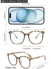 MEIRONG 1pair Women Fashion Leopard Print Big Frame Round Optical Glasses, Casual For Daily Use Glasses Accessories For Women - Multicolor - View 4