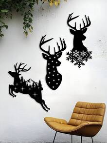 1 PIEZA Adorno colgante de ciervo de metal navideño, transmite un ambiente festivo con elementos de copos de nieve y estrellas, puede decorar espacios, adecuado para salas de estar, árboles de Navidad, tiendas, fiestas - Opción de regalo de calidad, regalo del Día de la Mujer - Decoraciones, Decoración del hogar, Decoración de pared, Decoración de habitación, Decoración de sala de estar, Decoración de la casa, Arte de pared enmarcado, Arte de pared con marco, Decoración de baño, Decoración de otoño, Decoración de invierno