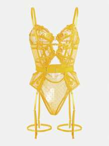 女士性感刺绣泰迪熊睡衣套装