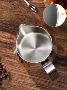 1pc New Thickened Stainless Steel Milk Frothing Pitcher, Milk Steaming Pitcher 350ml/450ml, Latte Art Pitcher, Milk Frother, Coffee Accessories, Modern Minimalist Stainless Steel Milk Frother Pitcher