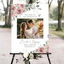 Personalized Wedding Welcome Sign With Photo, Customized Name Wedding Welcome Sign With Picture, Modern Welcome To Our Wedding Sign, Wedding Entrance Sign, Welcome Signs For Weddings Decorations#1 - 婚禮照片#8 - 查看 1