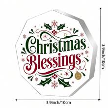 1 pièce Décoration acrylique vintage faite à la main avec bénédiction de Noël - avec motif de flocon de neige, houx et baies - Décoration de table, cadeau de pendaison de crémaillère, accents de flocons de neige, acrylique durable