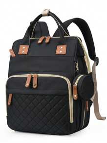 1pc Multifunctional Baby Stroller Bag, Large Capacity Folding Bed Mommy Backpack, Can Be Carried On Both Shoulders Or By Hand, Oxford Cloth Material, Strong And Wear-Resistant, With Dry And Wet Separation Bag/Sandwich Zipper Bag