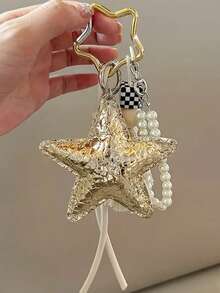 1 szt. kreatywny brelok do kluczy w kształcie gwiazdy, w zestawie z pasującym brelokiem do samochodu, zawieszkami w kształcie serca i gwiazdy, zawieszkami do torebek wnękowych oraz ręcznie tkanymi zawieszkami na smycz dla par.