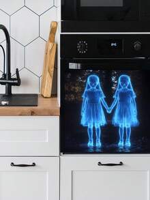 1 miếng dán trang trí nhà bếp tủ kính hình cô gái cầm tay trong đêm Halloween, miếng dán PVC, miếng dán tường hình cô gái, miếng dán tường nhà hình cô gái cầm tay trong đêm Halloween - Nhiều màu - Xem 5