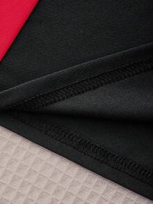 Young Boy Elegant Gentleman Color Block Trim Collar Multi-Color Patchwork Short Sleeve Casual Polo Shirt - Multicolor - View 8