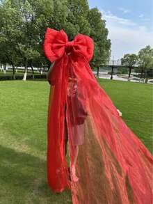 红色大蝴蝶结圣诞派对装饰，巨型圣诞蝴蝶结派对背景装饰，大型欧根纱巨型蝴蝶结悬挂装饰，适用于圣诞节、婚礼派对、家居装饰、圣诞装饰、房间装饰、冬季圣诞装饰、家居圣诞礼物、圣诞装饰