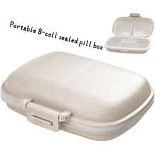 Holi Travel Pill Organizer, 8 Compartments Portable Pill Box, Daily Pill Box For Vitamins, Small Pill Container For Pocket Purse Medication Organizer (Wheat Color) - 小麥色 - 查看 4