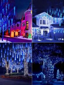 10pcs/Set Or 8pcs/Set Solar Powered LED Meteor Shower Lights, Waterproof Falling Icicle String Lights For Indoor/Outdoor Garden Yard Lawn Christmas/Halloween/New Year Decoration - Multicolor - View 9