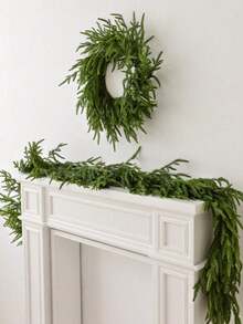 9英尺圣诞诺福克松树花环，逼真雪松花环，松树花环，适用于壁炉架、桌子、楼梯扶手、室内、室外圣诞装饰、婚礼花束、桌面装饰、新娘送礼会、情人节装饰、婴儿送礼会装饰、家居装饰、客厅装饰、餐桌、墙壁、花园、花环、卧室装饰等。