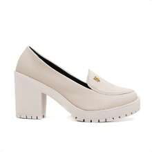 Myrol Outlet Women's Oxford Moccasin High Heel With Metal - 米色 - 查看 3