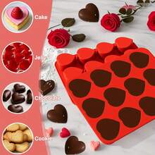 1pc 12-Cavity Heart-Shaped Silicone Cake Mold - Non-Stick DIY Baking Mold For Brownies, Cupcakes & Cake Pops, Chocolate, Soap, Jelly, Candy Making, Valentine's Day Muffins Pan