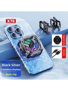 1 pieza Enfriador de teléfono de verano | Dispositivo de enfriamiento digital con pantalla magnética | Ventilador de enfriamiento por semiconductor - Negro - Ver 2