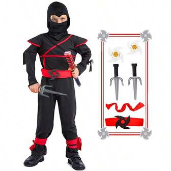 Kids Samurai Costumes With Halloween Japanese Warrior Accessories For Boys Dress Up Best Boys Gifts