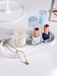 浴室梳妆台托盘，椭圆形硅胶厨房皂碟梳妆台托盘珠宝托盘浴室台面化妆品香薰蜡烛收纳托盘 - 彩色 - 查看 6