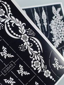 2 Sheets Henna Tattoo Stencils Flora Pattern Stencil Stickers Hollow Tattoo Sticker Stencils Mehndi Designs For Hand For Women Girls Body Art Painting,Formulated Without Henna - Black - View 8