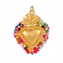1件情人节波西米亚复古奢华甜美个性化串珠金属心形吊坠配饰，时尚优雅个性化DIY珠宝制作材料，红色装饰 - 飾品配件 - 查看 17