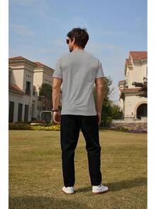Henley Shirts Slim Fit Button T-Shirthalloween - 淺華灰 - 查看 2