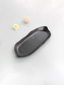 1pc/3pcs Thickened Melamine Black Plate, Shockproof, Matte BBQ Plate, Sushi Dish Christmas Gift - Black - View 12