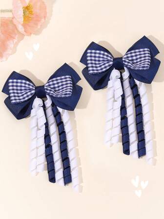 2pcs Hair Bow Clips For Girls, Red White And Blue Bow Alligator Clips, Elegant Fashion Hair Barrettes, Toddler Girl Korker Bow Clips, Birthday Wedding Gift, Kids Hair Accessories