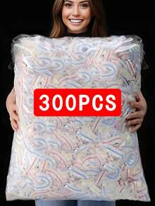 300个特大号可重复使用塑料保鲜膜 - 适用于碗、盘子、餐厅、烧烤、家庭、食品保鲜盖、旅行配件、冰箱保鲜袋 - 白色 - 查看 9