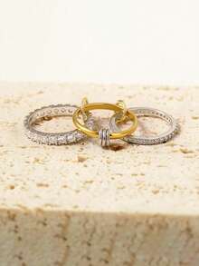 1pc Platinum Stacking Rings, Suitable For S925 Sterling Silver, Elegant European And American Style Jewelry Gift - Interlocking - View 8