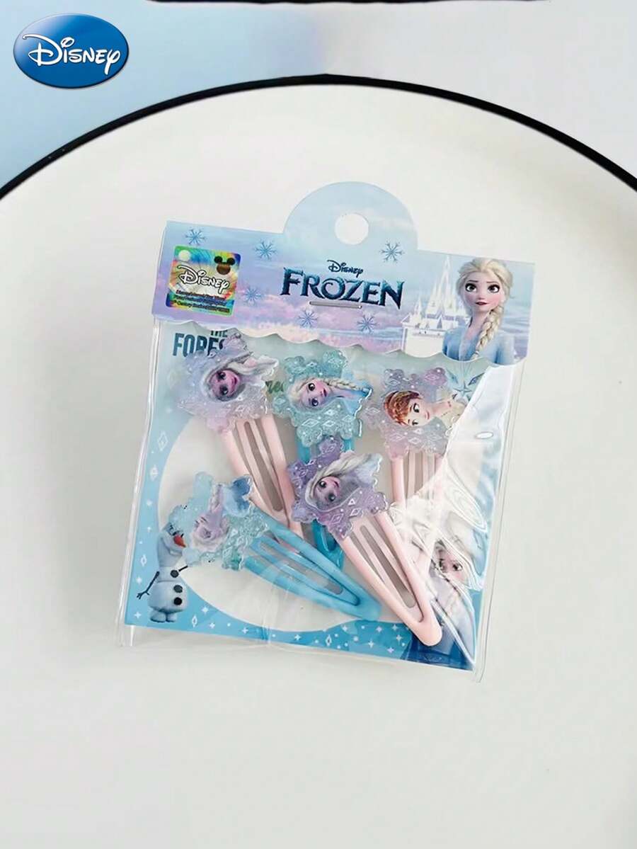 5pcs Disney Officially Licensed Frozen Anna And Elsa Colorful Cartoon Clip Hair Fashion Hair Clips Sweet And Cute Hair Clips Simple Hair Clip For Women Holiday Gift Daily Dress Up Hairpin Hair Accessories High-Value Headwear, Ideal Choice For Gifts