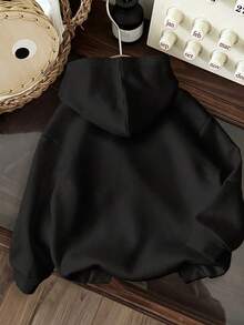 Popular Hoodies For GirlsWomen's Casual Simple Milano Pattern White Hoodie Sweatshirt, Loose Fit, Thick Thermal Lined, Suitable For Autumn And Winter,Long Sleeve Tops Back To School Fall And Winter Clothing Autumn And Winterroomy And Comfortable - Black 2 - 查看 4