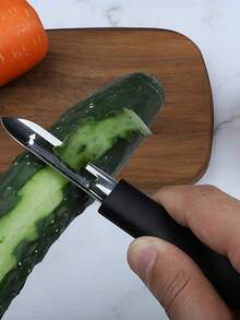 1/2 piezas Pelador de cocina, Pelador, Pelador, Cuchillo de cocina, Cuchillo de cocina, Cuchillo para verduras de acero inoxidable y plástico, color plateado y negro, 17.5 cm x 1.5 cm