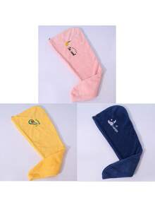 3/2/1件装加厚珊瑚绒卡通刺绣吹风帽，吸水三角干发巾，发帽，浴帽，护发产品及配件，适用于理发店、美容院、旅行、返校季、度假、女士发饰，也适用于美容院、酒店、运动、居家、毛巾、护肤干发巾 - 彩色 - 查看 33