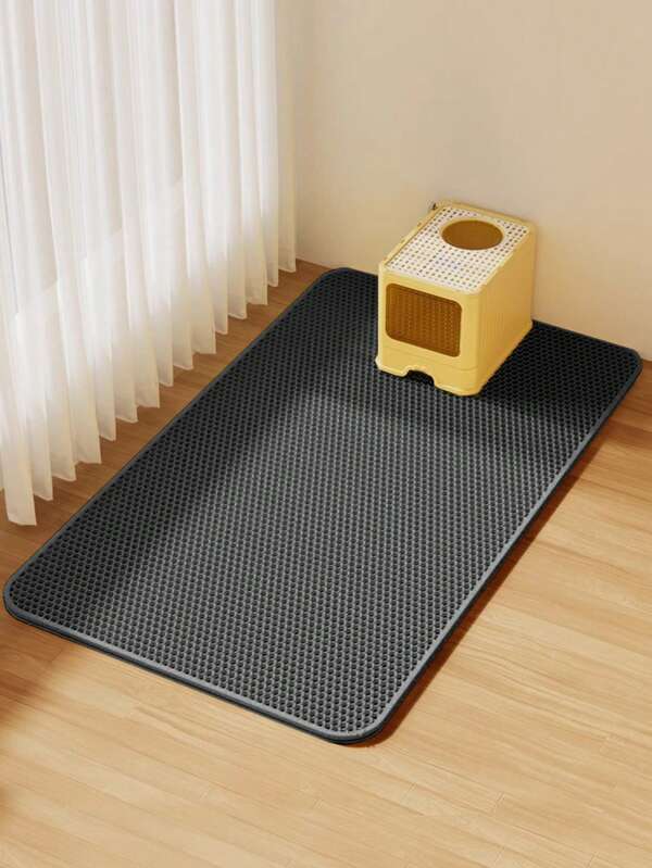 1pc EVA Cat Litter Mat, Double Layer One-Piece Single Opening, Washable Litter Trapping Mat For Indoor Cat Home Use