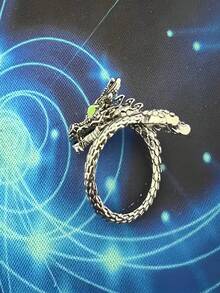 Silver Dragon Ring Punk Adjustable Gothic Vintage - Silver - View 5