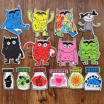 1 My Emotion Monsters Felt Board Set - Interactive Storytelling Kit With Flannel Board And Characters - Essential For Preschool Teachers, Social Emotional Learning Tools, Homeschool Classroom Materials, Child Therapy Aids, Montessori Storyboards, Back-To-School Counseling Resources, Early Education Activity Kit