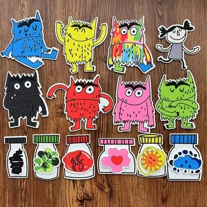 1. 我的情绪怪兽毛毡板套装 - 互动故事讲述套装，包含毛毡板和角色 - 学前教师必备，社交情感学习工具，家庭/学校课堂材料，儿童治疗辅助工具，蒙特梭利故事板，返校辅导资源，早期教育活动套装