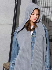 1 件套帽子和围巾套装，温暖拉法帽针织无限围巾，纯色，秋冬女士 - 多色 - 查看 8