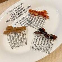 7齿醋酸纤维蝴蝶结发夹，女士发型发夹，刘海分叉发夹，女孩礼物，头饰，发梳，侧梳，婚礼，发饰