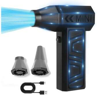 Mini Turbo Jet Ventilator 105,000 U/min Elektrischer Gebläse, ausgestattet mit einem 4000mAh wiederaufladbaren Akku, Outdoor Camping Staubentferner 41 Meter/Sekunde leistungsstarker Luftstaubentferner Handgerät für Auto-Reinigung
