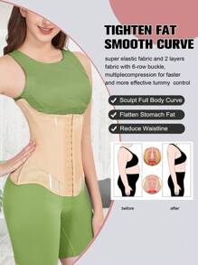 MISTHIN 钢骨加固 U 型背部支撑 女士收腹束腰塑身衣 - 杏色 - 查看 6