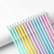 Macaron HB Pencils, Candy Color Pencils With Erasers For Primary School Students, Bright Shaft Linden Wood Plain Color Wooden Pencils