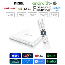 MECOOL Caja de TV MECOOL KM2 Plus Deluxe con Android 11, certificada, compatible con 4K HDR10+, Dolby Atmos, Dolby Vision, decodificación AV1, 2GB RAM, 32GB ROM, CPU Amlogic S905X4, WiFi6 2.4G/5G, BT 5.0, LAN 1000M, dispositivo de transmisión multimedia para TV en el hogar