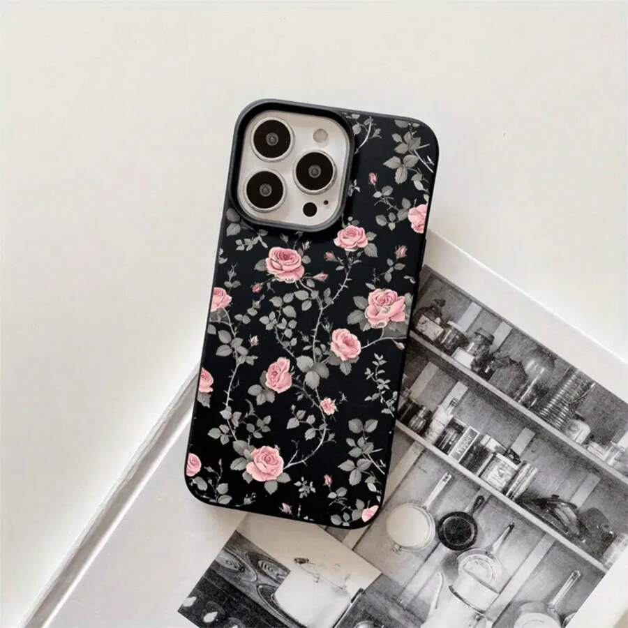 Fundas y carcasas protectoras de imitación con diseño de ramas, con orificios grandes, compatibles con las series 16 Pro, 16, 15 Pro, 14, 14 Plus/14 Pro, 13, 13 Pro, 12 Pro y 11/11 Pro. Regalos para cumpleaños y celebraciones. - Negro - Ver 1