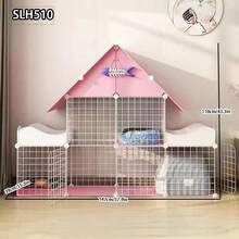 2-Tier Indoor Cat House With Litter Box, Spacious Cat Condo For Short Hair Cats - Multicolor - View 6
