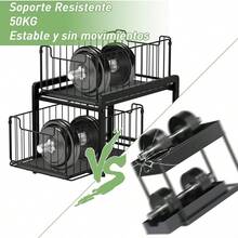 Organizador de Fregadero De , Organizador de Debajo del Fregadero Ajustable, Estante Almacenamiento Bajo el Fregadero Acero Inoxidable, Ideal Para Fregaderos, Armarios, Cocinas o Baños - Negro - Ver 3