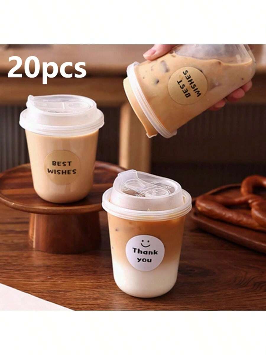 20-Pack Insulated Plastic Cups With Lid And Leak-Proof Design, Suitable For Milk Tea, Coffee, Juice, And More. Ideal For Take-Out From Beverage Shops And Homemade Drinks At Home. Both Aesthetically And Practical - Nhiều màu - Xem 1
