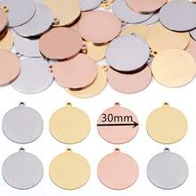 10 件/包镀金不锈钢圆形带孔吊坠，简约设计钛钢标签，适用于激光雕刻、宠物标签、DIY 珠宝 - 雙吊吊牌 - 查看 2