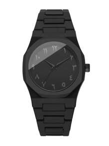 1pc Men's Fashion Casual Minimalist Arabic Numeral Dial Quartz Wrist Watch, Stylish & Business - Black - View 7