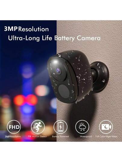 2K Wireless Outdoor Surveillance Camera Spotlight Battery Powered, Wi Fi Enabled, Night Vision, AI PIR Motion Detection, Two Way Audio, Zwart view 7