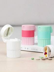 2/1 pieza, Caja de pastillas portátil pequeña - Cortador de pastillas, Caja de medicamentos, Organizador de pastillas, Organizador de tabletas, Organizador de medicamentos, Molinillo de pastillas, Caja de los cuatro tesoros multifuncional; Divisor de pastillas, Triturador de pastillas, Herramienta de corte y molienda de pastillas, Molino de cuatro polvos para triturar pastillas en un minuto. Esta caja de pastillas portátil se puede llevar a cualquier parte, 46198391