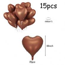 Brown Apricot Cream Heart Balloons, 10/15/20Pcs Coffee Cream Beige Foil Heart Shape Balloons, 18inch Nude Neutral Helium Foil Balloons For Valentine's Decorations, Engagement, Birthday, Bridal Shower, Wedding, Graduation, Gender Revealing, Anniversary, Party Decoration Supplies