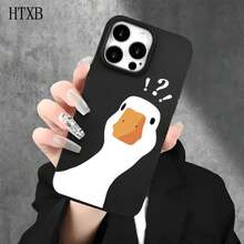 Funda protectora para phone con orificios grandes, diseño de pato blanco y signo de interrogación, compatible con phone 16 Pro Max, 16, 15 Pro, 14, 14 Plus/14 Pro Max, 13, 13 Pro, 12 Pro y 11/11 Pro. Regalos para cumpleaños y festividades - Negro - Ver 3